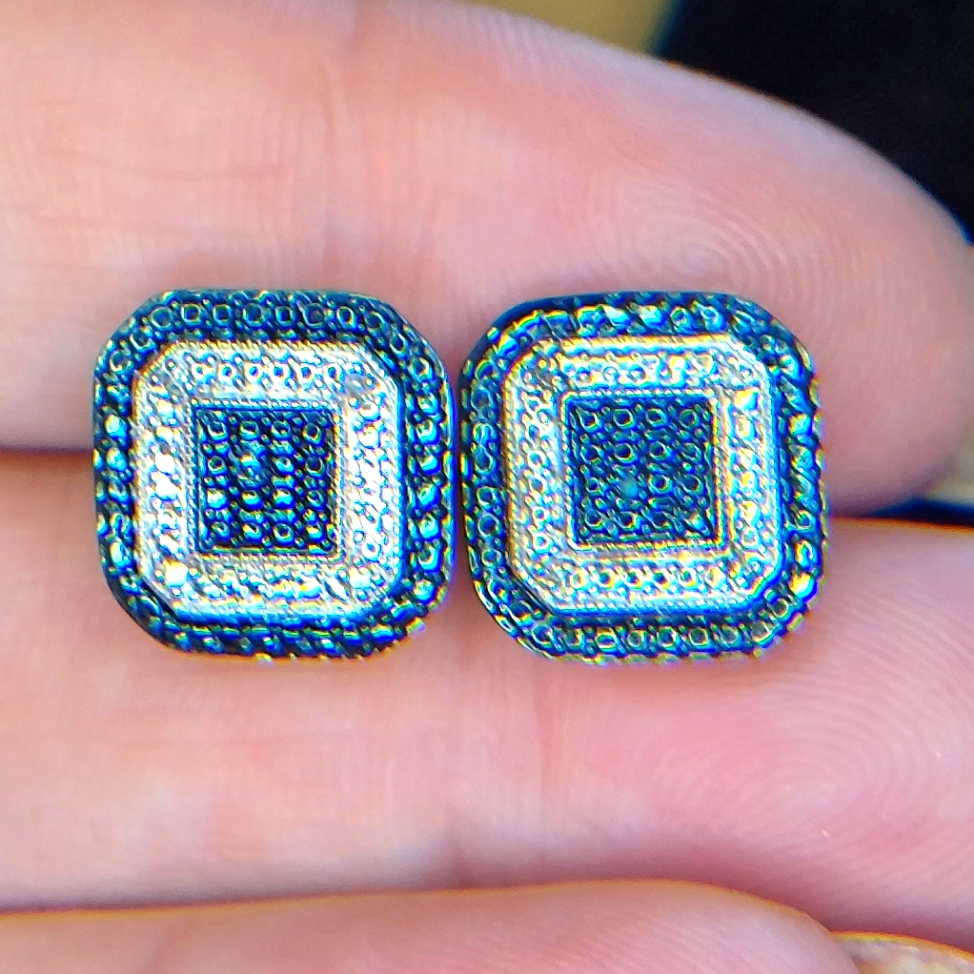 Blue Diamond And Diamond Earings